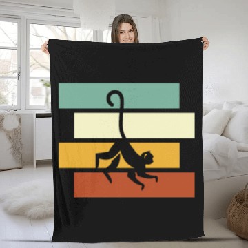 Discover monkey retro Fleece Blankets
