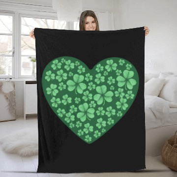 Discover St Patric Day Shamrock Clover Heart Irish Fleece Blankets