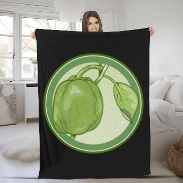 Discover Green Bell Pepper Fleece Blankets