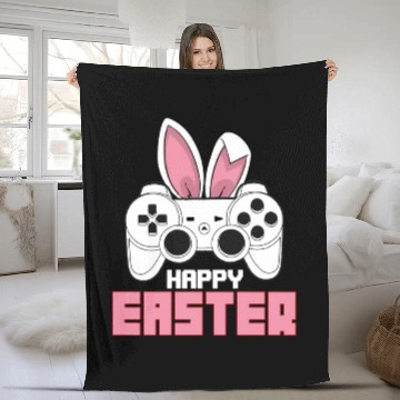 Discover Video Game Bunny Controller Happy Easter Gamer Fleece Blankets