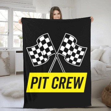 Discover Yellow Italic Pit Crew For Racing Party Costume Fleece Blankets