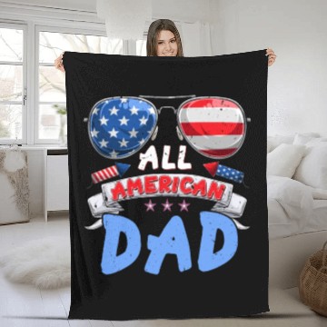 Discover All American Dad US Patriots Fathers America Party Fleece Blankets