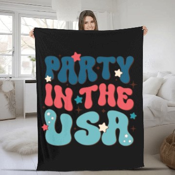 Discover Party In The USA, Independence Day Fleece Blankets