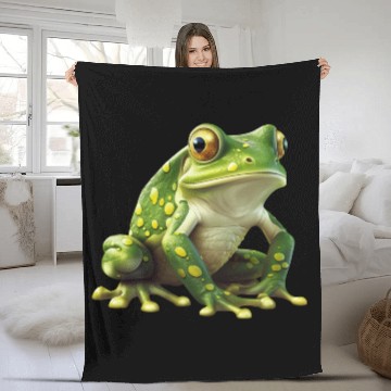 Discover Green Frog - Natural Design Fleece Blankets