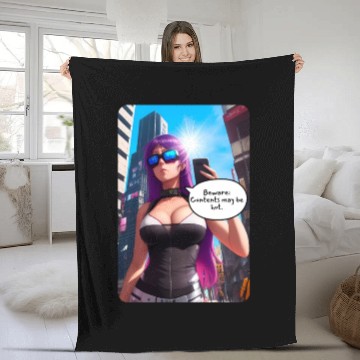 Discover Cyberpunk Waifu Influencer Design 5 Fleece Blankets