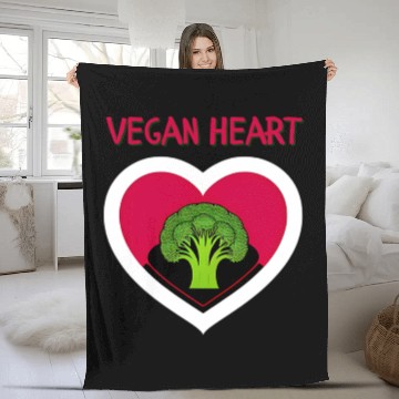 Discover Vegan heart, broccoli heart Fleece Blankets