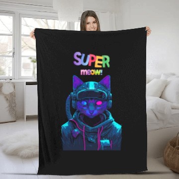 Discover super meow Fleece Blankets, cute cat