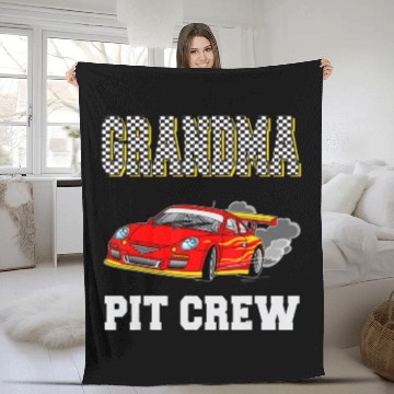 Discover Grandma Pit Crew Birthday Racing Car Theme Race Fleece Blankets