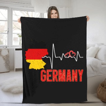 Discover Germany Flag Map Heartbeat For German Pride Fleece Blankets