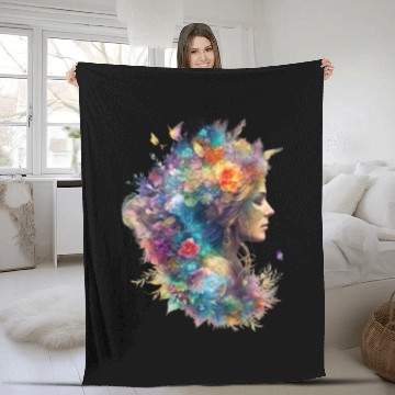 Discover Color Me Creative: The Girl Coloring Illustration Fleece Blankets