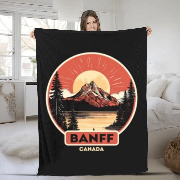 Discover Vintage Retro Canadian Banff National Park Fleece Blankets