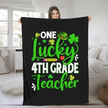 Discover Saint Patrick'S Day One Lucky 4Th Grade Teacher Sh Fleece Blankets