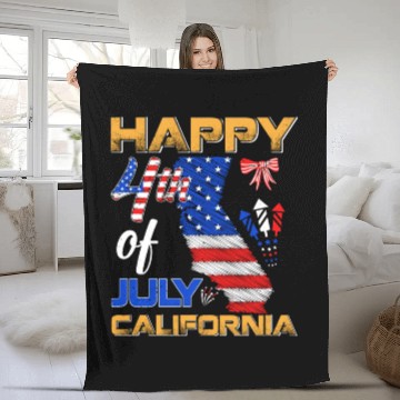 Discover Independence Day Happy 4th July California USA Fleece Blankets