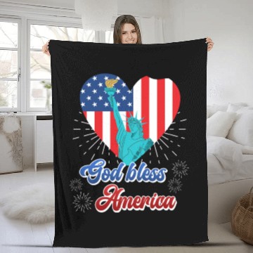 Discover God Bless America Independence Day 4th July USA Fleece Blankets
