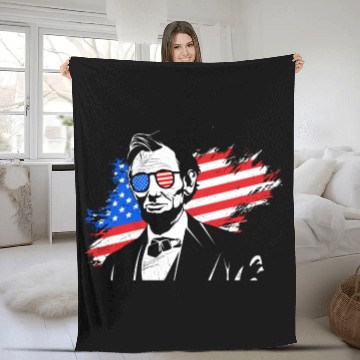 Discover Merica Lincoln President Independence Day Party Fleece Blankets