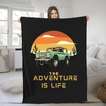 Discover The adventure is life . Fleece Blankets