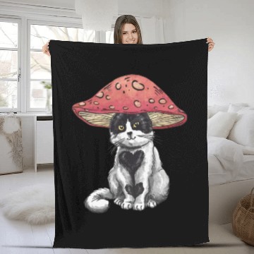 Discover Cute Cat Mushroom Decoration LGBTQIA+ Pride LGBT Fleece Blankets