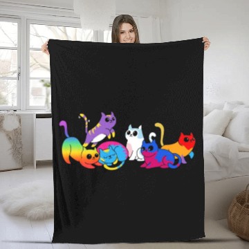 Discover Pride Kittens LGBTQIA+ Cats Colorful Cat Fleece Blankets
