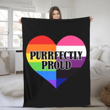 Discover Purrfectly Proud Rainbow Genderfluid Flag Heart Fleece Blankets