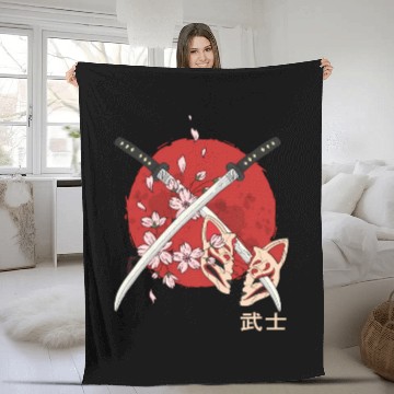 Discover Ancient Japanese Cherry Blossom Samurai Katana Swo Fleece Blankets