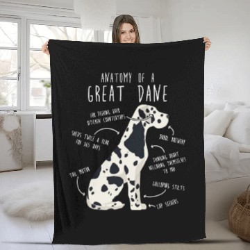 Discover Harlequin Great Dane Dog Anatomy Fleece Blankets