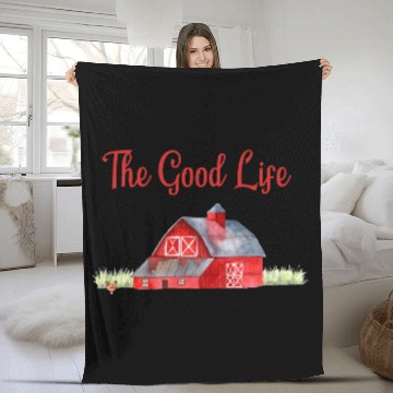 Discover Red Barn Farmer The Good Life Farming Design Fleece Blankets