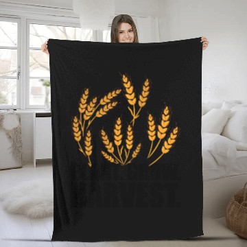 Discover Wheat Farmer Plant Grow Harvest Fleece Blankets