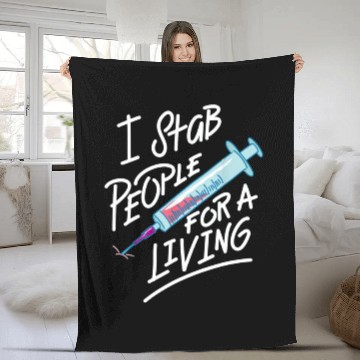 Discover Nurse I Stab People For A Living Needle Nurse Fleece Blankets