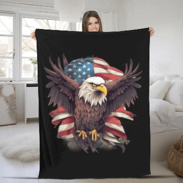 Discover Merica Patriotic USA Eagle Fleece Blankets
