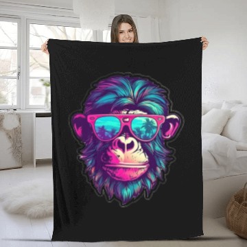 Discover Miami Sunglass Monkey - Embrace the Sun Fleece Blankets