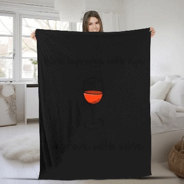 Discover Wine Improves Age Fleece Blankets