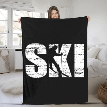 Discover Distressed Skiing For Skiers Fleece Blankets