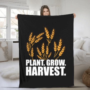 Discover Wheat Farmer Plant Grow Harvest W Fleece Blankets