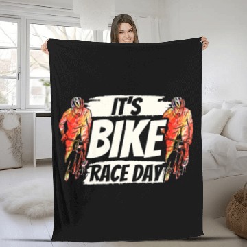 Discover It's Bike Race Day Racer Racing Bicycle Cycling Fleece Blankets