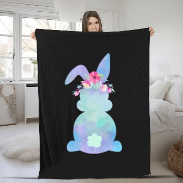 Discover Mommy And Me Tie-Dye Floral Bunny Rabbit Easter Fleece Blankets