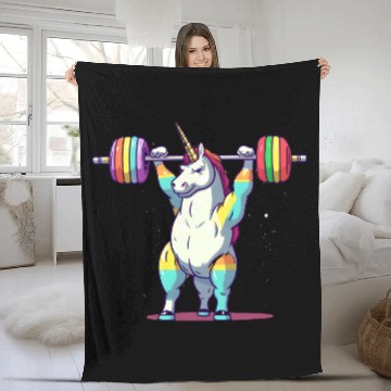 Discover Unicorn Weighlifting Fleece Blankets