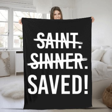 Discover Saint Cross Sinner Saved Jesus Christian Catholic Fleece Blankets