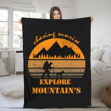 Discover Chasing Sunrise Explore Mountain Fleece Blankets