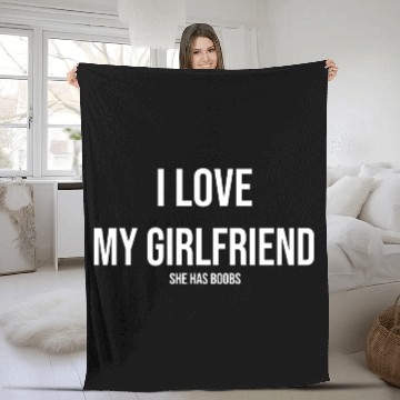 Discover Funny I Love My Girlfriend Boobs Bachelor Party Fleece Blankets