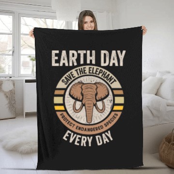 Discover Save The Elephant Protect Endangered Species Earth Fleece Blankets