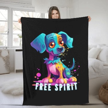 Discover Free Spirit Fleece Blankets: Puppy Synthwave Graffiti Kids