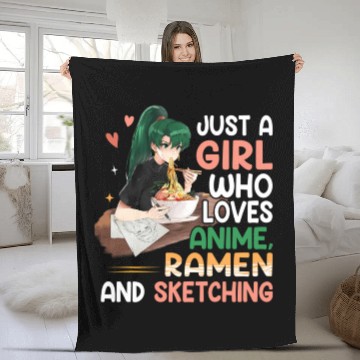 Discover Just A Who Loves Anime Ramen etchingnager Fleece Blankets