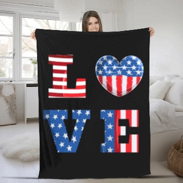 Discover LOVE America Independence Day USA Patriots Fleece Blankets