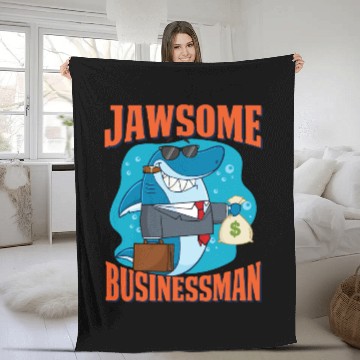Discover Jawsome Businessman Shark | Funny Business Shark Fleece Blankets