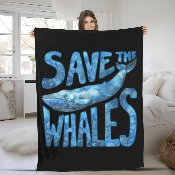 Discover Save The Whales Blue Whale Design Fleece Blankets