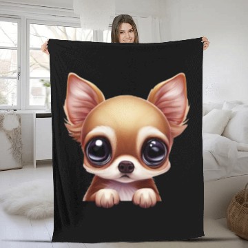 Discover Charming Chihuahua Portrait Fleece Blankets