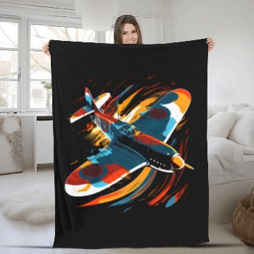 Discover Spitfire Airplane Pilot Aviator Military Warbirds Fleece Blankets