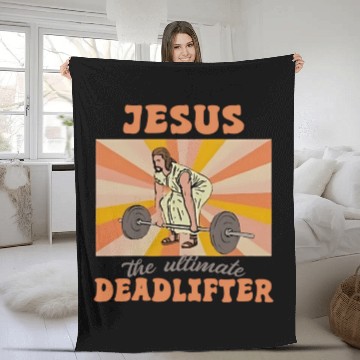 Discover Jesus The Ultimate Deadlifter Christian Gym Fleece Blankets