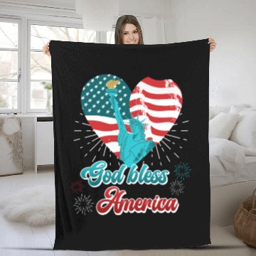 Discover God Bless America Independence Day 4th July USA Fleece Blankets