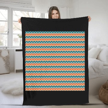 Discover Retro Orange Teal Pattern Fleece Blankets